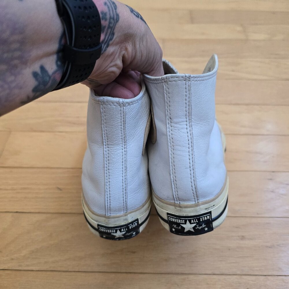 Converse | Chuck 70 monochrome white leather hi-top sneakers | MENS 8 - Picture 8 of 11